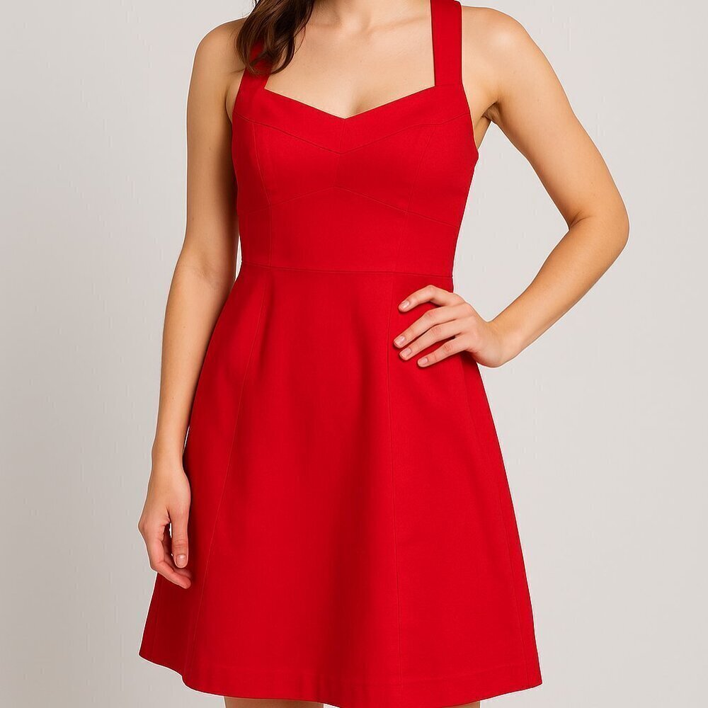 Nanette Lepore Vintage Buzzin Around Red Dress Size 0 Sweetheart Neckline